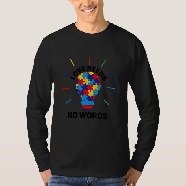 Autism Awareness Love Puzzle Heart Accept Support T-Shirt (Front)