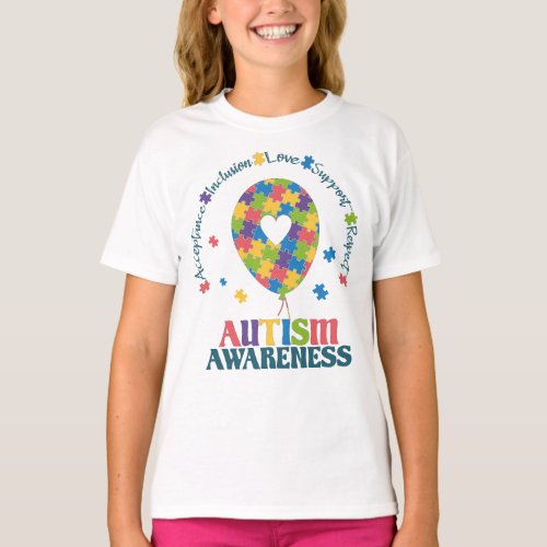 Autism Awareness love Puzzle heart  T_Shirt