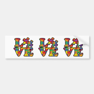 Autism Awareness Love Puzzle Piece Bumper Sticker