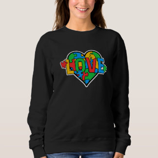 Autism Awareness LOVE Puzzle Pieces Heart Sweatshirt