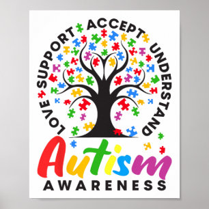 Autism Awareness Love Support Accept Understand Au Poster