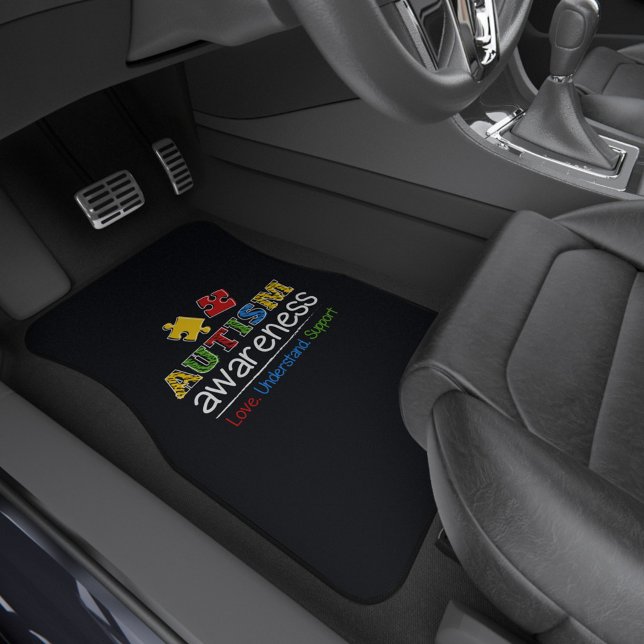 Autism Awareness Love Understand Support Car Floor Mat (Autism Awareness Puzzles Front Car Mat)