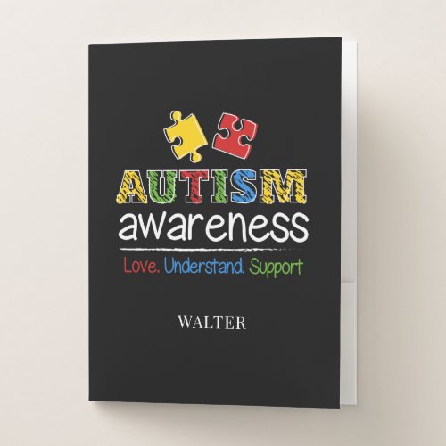 Autism Awareness Love Understand Support Pocket Folder