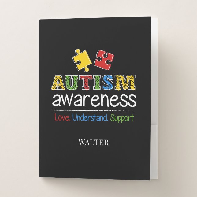 Autism Awareness Love Understand Support Pocket Folder (Front)