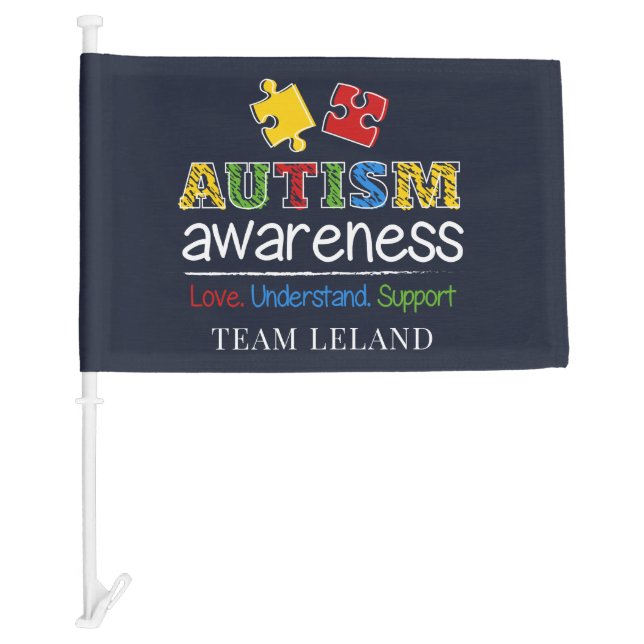 Autism Awareness Love Understand Support Team Car Flag (Front)