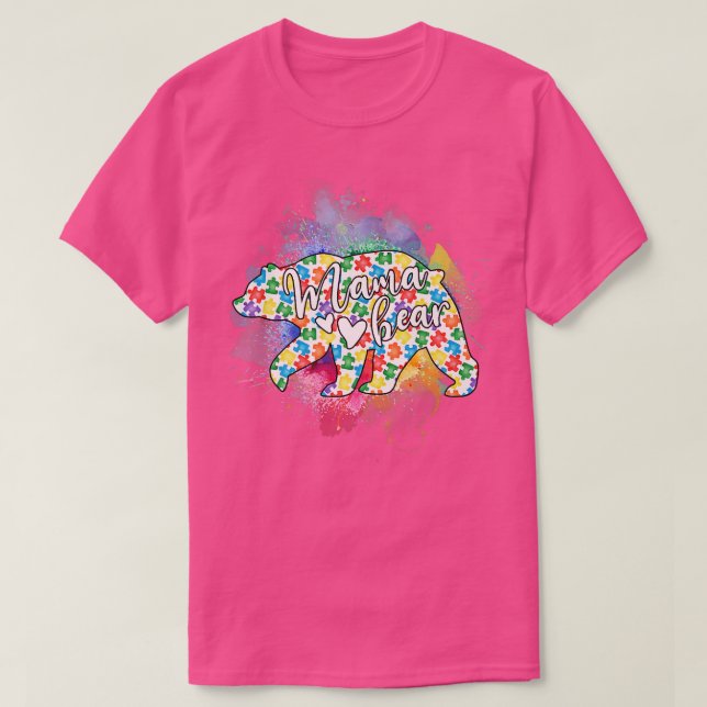 Autism Awareness Mama Bear Mom Grandma Women Mothe T-Shirt (Design Front)