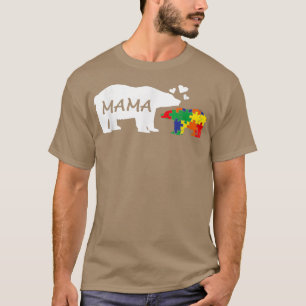 Autism Awareness Mama Bear Puzzle Piece Autistic M T-Shirt