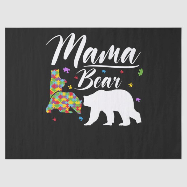 Autism Awareness Mama Bear Tissue Paper (Front)