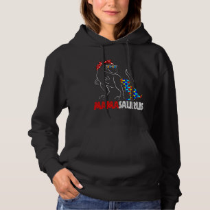 Autism Awareness Mamasaurus Mama Dinosaur Puzzle M Hoodie
