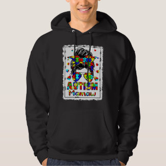 Autism Awareness Mamaw Life Messy Bun Bleached Mot Hoodie