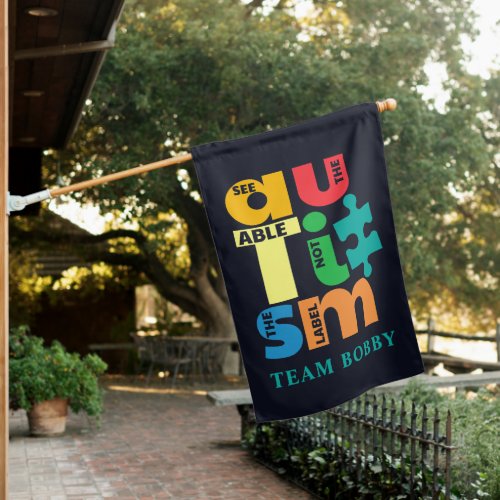 Autism Awareness Matching Family Team Custom House Flag