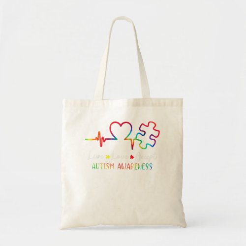 Autism Awareness Men Women Kids Live Love Accept T Tote Bag