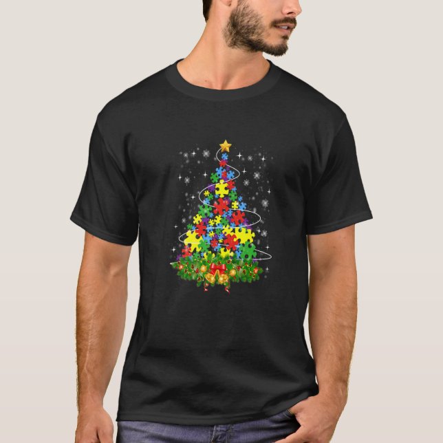 Autism Awareness Merry Christmas Tree 2022 Autism  T-Shirt (Front)