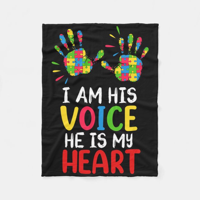 Autism Awareness Mom Dad  Fleece Blanket (Front)