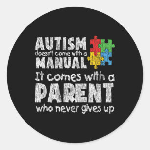 Autism Awareness Mom Dad Parents Autistic Kids Awa Classic Round Sticker