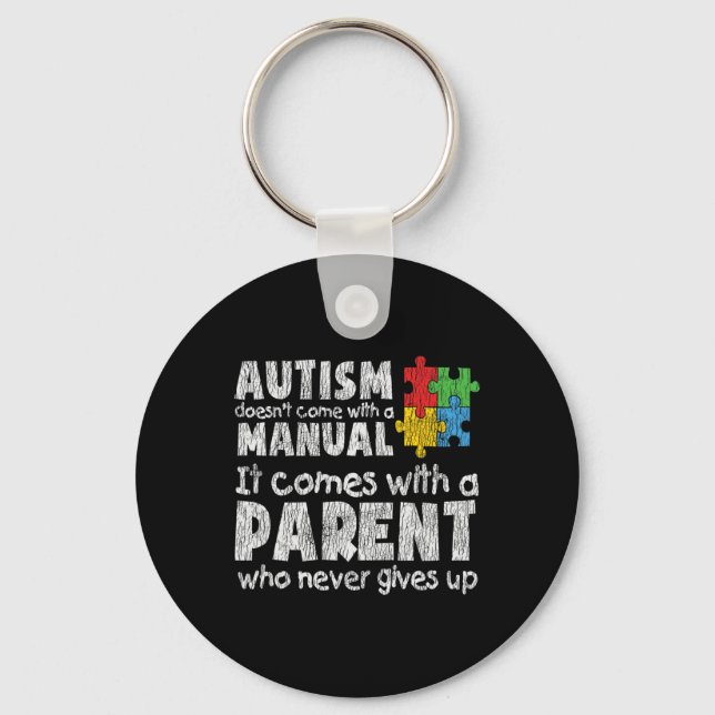 Autism Awareness Mom Dad Parents Autistic Kids Awa Keychain (Front)