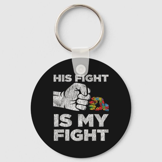 Autism Awareness Mom Dad Parents Autistic Kids Awa Keychain (Front)