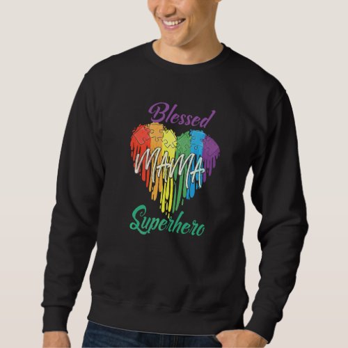 Autism Awareness Mom Heart Puzzle Blessed Mama Sup Sweatshirt
