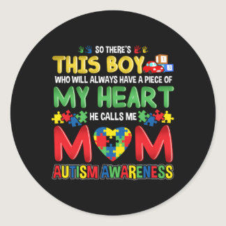 Autism Awareness Mom Mother See True Colors Classic Round Sticker