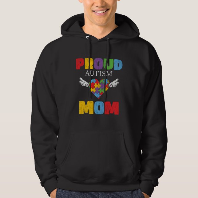 Autism Awareness Mom Proud Autistic Son Daughter M Hoodie (Front)