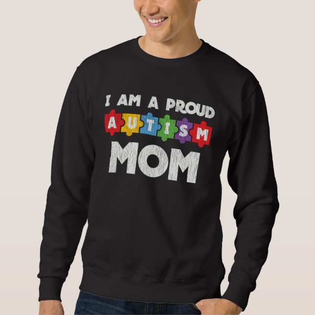 Autism Awareness Mom Proud Autistic Son Daughter M Sweatshirt (Front)