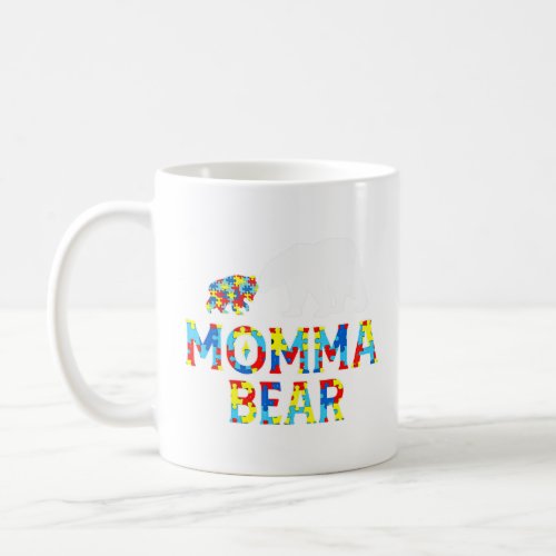 Autism Awareness Momma Bear Puzzle Support Autisti Coffee Mug