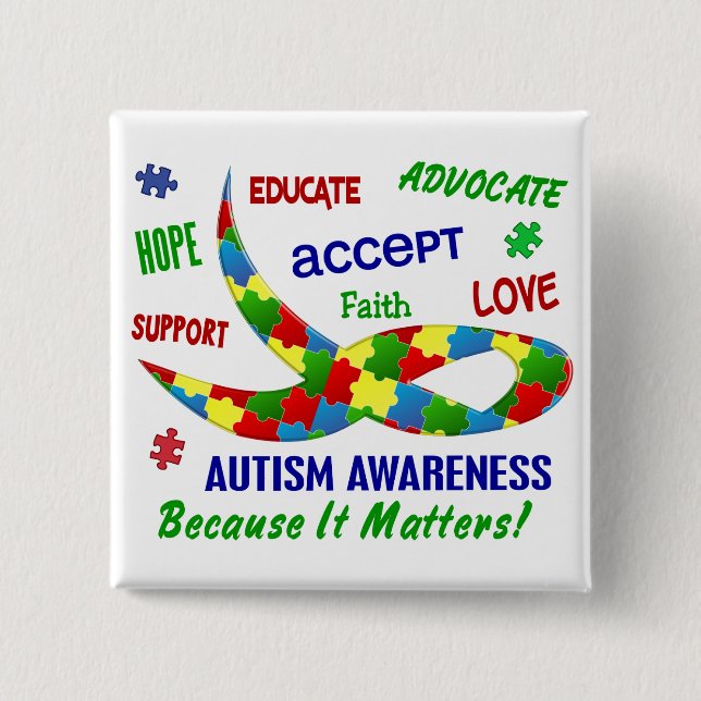 AUTISM AWARENESS MONTH APRIL BUTTON (Front)