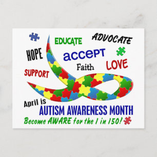 AUTISM AWARENESS MONTH APRIL POSTCARD