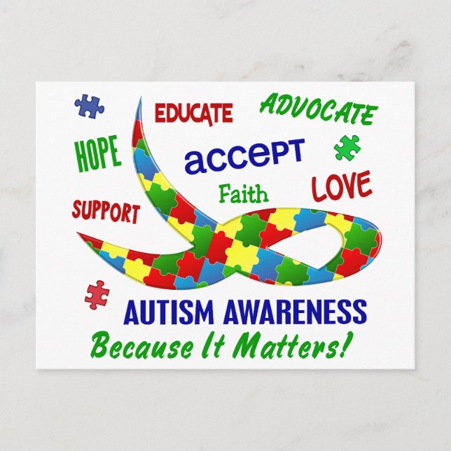 AUTISM AWARENESS MONTH APRIL POSTCARD (Front)
