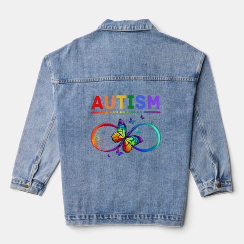 Autism Awareness Month Autistic Butterfly Ribbon M Denim Jacket