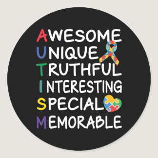 Autism Awareness Month Awesome Autism Awareness Classic Round Sticker