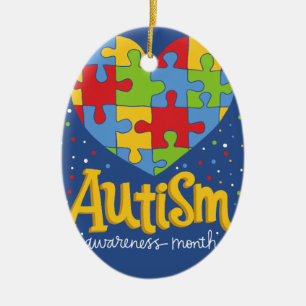 autism awareness month ceramic ornament