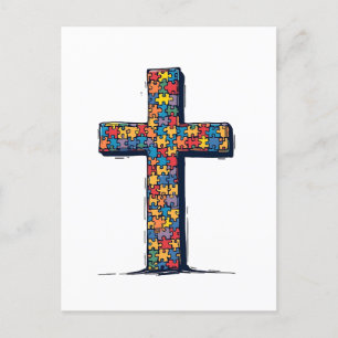 Autism Awareness Month Christ Religion Jesus Holiday Postcard