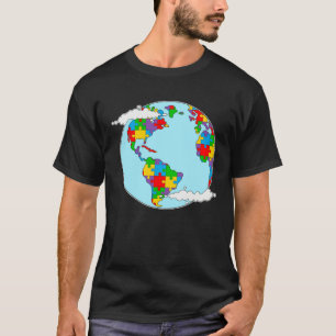 Autism Awareness Month Earth Day 2023 Puzzle Piece T-Shirt