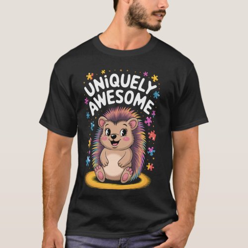 Autism Awareness Month Hedgehog Girls Boys Neurodi T-Shirt
