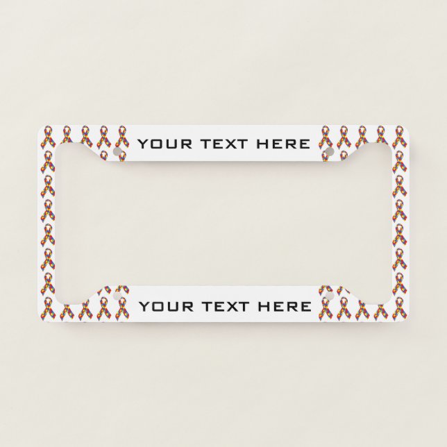 Autism Awareness Month Jigsaw Puzzle Ribbon License Plate Frame (Front)