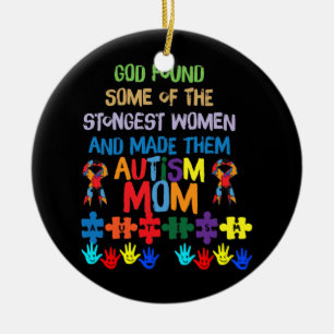 Autism Awareness Month Mom Mother Rainbow Ceramic Ornament
