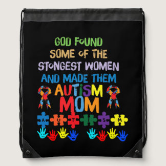 Autism Awareness Month Mom Mother Rainbow Drawstring Bag