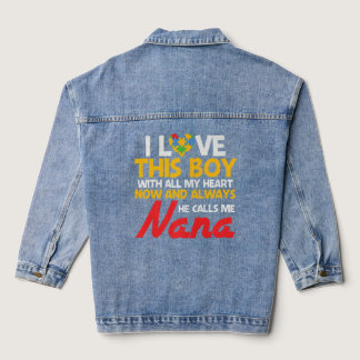 Autism Awareness Month Nana Teacher Paraprofession Denim Jacket