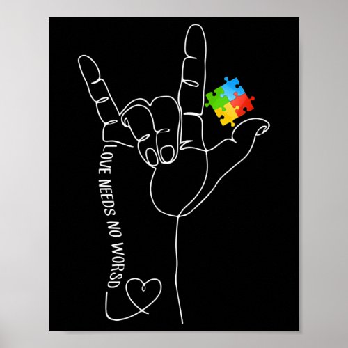 Autism Awareness Month Need No Words Asl Sped Teac Poster