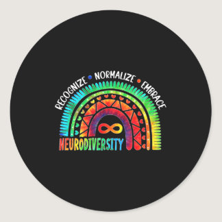 Autism Awareness Month Neurodiversity Rainbow Tie  Classic Round Sticker