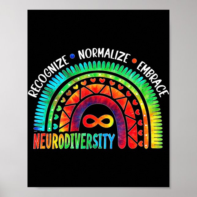 Autism Awareness Month Neurodiversity Rainbow Tie  Poster (Front)