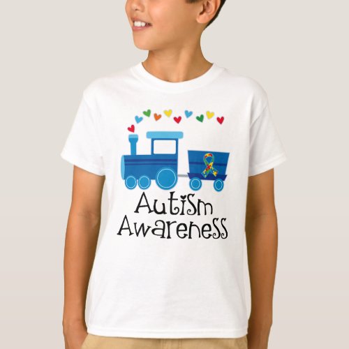 Autism Awareness Month Puzzle Ribbon Train T_Shirt