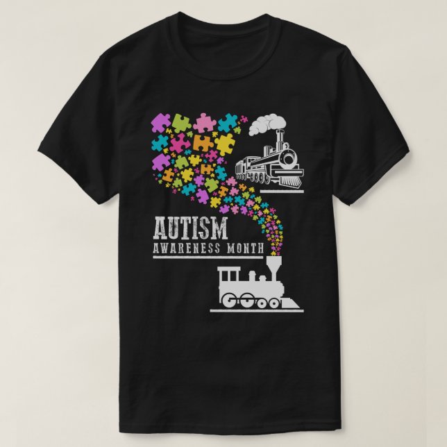 Autism Awareness Month Puzzles Train  T-Shirt (Design Front)