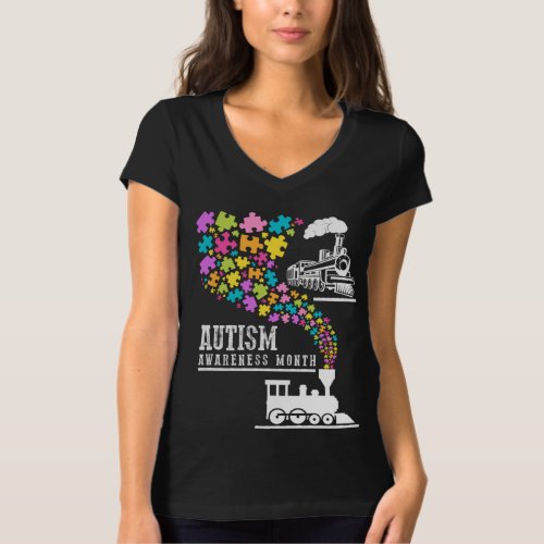 Autism Awareness Month Puzzles Train T_shirt