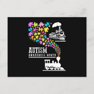 Autism Awareness Month Puzzles Train T-shirt Invitation Postcard