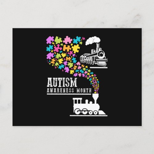 Autism Awareness Month Puzzles Train T_shirt Invitation Postcard