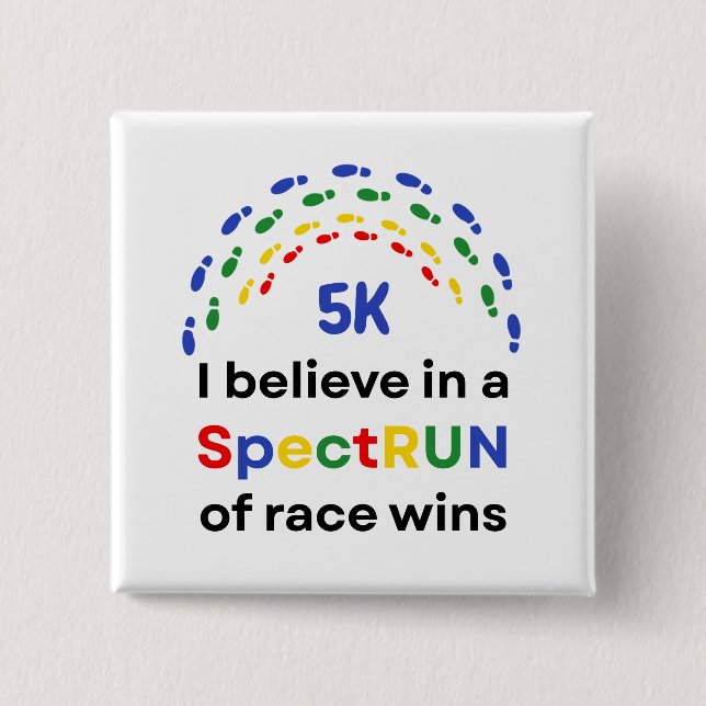 Autism Awareness Month Race Run Marathon Running Button (Front)