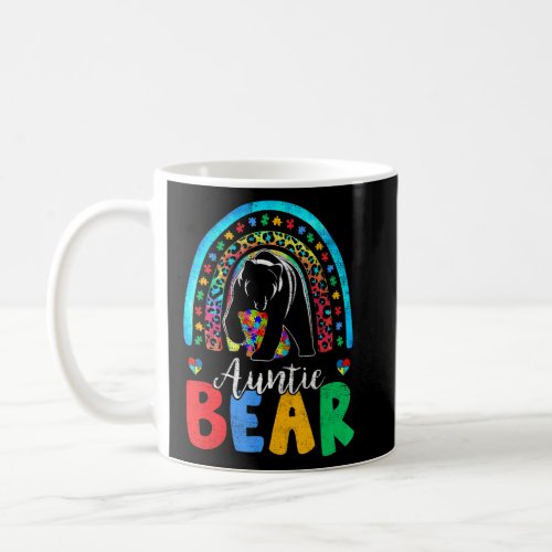Autism Awareness Month Rainbow Auntie Bear Support Coffee Mug