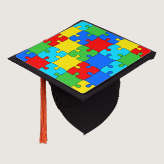 Autism Awareness Month Rainbow Puzzle Graduation Cap Topper